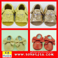 2 Years Experiences OEM custom size beautiful color tassels and bow moccasin cow leather prewalker baby shoes